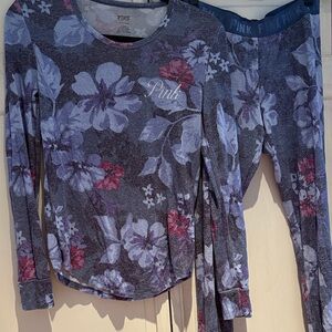 PINK Victoria's Secret Floral Long Sleeve and PJ Bottoms